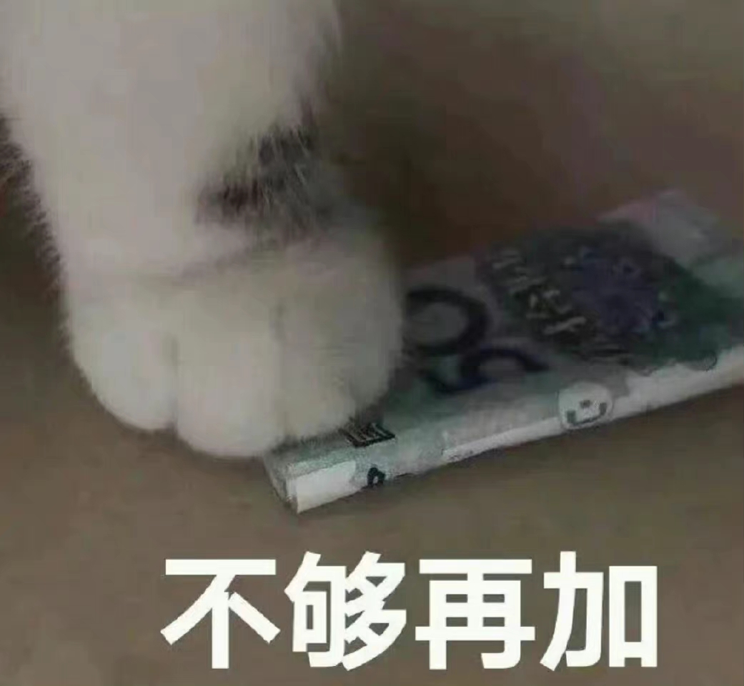 猫爪按住钱：不够再加